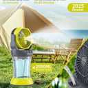 30000mAh Misting Fan Portable Battery Powered Fan with 2L Water Tank,Portable Mist Cooling Fans for Outdoor Camping Tent-120Auto Oscillating,4 Wind Speeds & Spray Modes,RGB Light Gray-Green