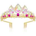 Rapunzel Crown, Girls Princess Crown Tiara for Little Girls Kids Princess Birthday Accessories Halloween (Multicolor)