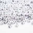 300Pcs White Large Square Letter Beads Acrylic 10x10mm A-Z Big Cube Alphabet Beads for Jewelry Making Friendship Bracelets