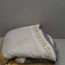 DJY Yellow Boho Quilt Set King Size, Striped Floral Yellow and Grey Bedspread Coverlet, 3 Pieces Patchwork Stripe Quilt Bedding Set Soft Microfiber Reversible Bedspread for All Season (110"x90")