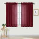DWCN Christmas Burgundy Sheer Curtains Semi Transparent Voile Rod Pocket Curtains for Bedroom and Living Room, 52 x 45 inches Long, Set of 2 Panels