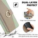 Kimiyaki Leather Phone Case for Samsung Galaxy S25 Wallet Cover with Mirror, Flip Cover Card Slot, Crossbody Strap, Zipper Pocket Cases for Women(White)