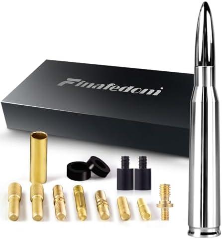 Chrome Bullet Antenna 50 Cal Bullet Car Truck Antenna Truck Accessories Silverado 1500 F150 F250 F350 Ram 1500 GMC Sierra 1500 Ranger Short Replacement Antena (Chrome, 5.5inch)