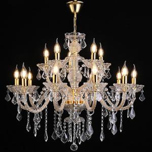 15 Light Crystal Chandelier Double Layer Flush Mount Ceiling Light Fixture with K9 Crystals for Living Room Dining Room Bedroom Luxury Hanging Lamp Lighting Fixtures