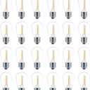 Meconard 24 Pack LED S14 Replacement Light Bulbs, Shatterproof Outdoor 1 Watt to Replace 11Watts String Incandescent Bulb, E26 Regular Medium Screw Base, 2200K Warm White, Non-Dimmable