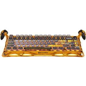 GravaStar Mercury K1 Pro Wireless Gaming Keyboard, Handcrafted Battle-Worn Mechanical Keyboard, Aluminum Alloy, 75% Layout, Designed for Durability & Unique Aesthetic - Yellow (Battle-Worn Yellow)