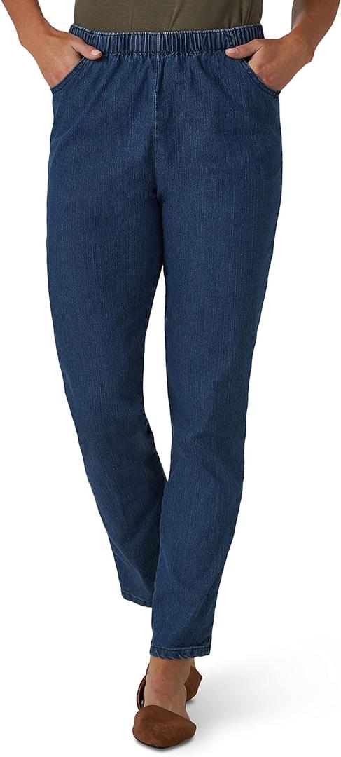Chic Classic Collection Women's Stretch Elastic Waist Pull-On Legging Pant (16 Petite, Mid Shade Denim)