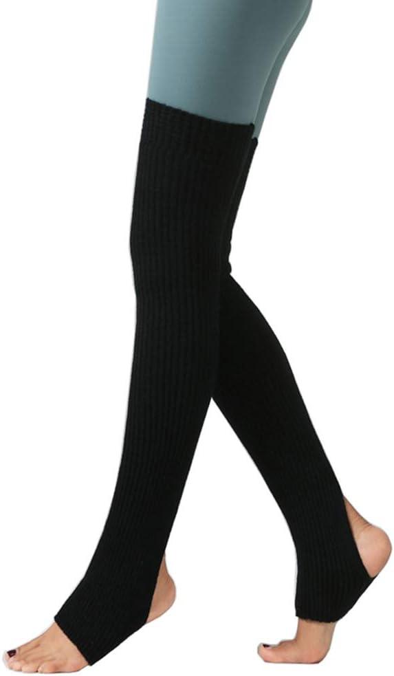 CHUNG Women Teenagers Over Knee Thigh High 29.5" Leg Warmers Stirrup Thermal Long Yoga Ballet Dance (One Size(Length:29.5"), Black)