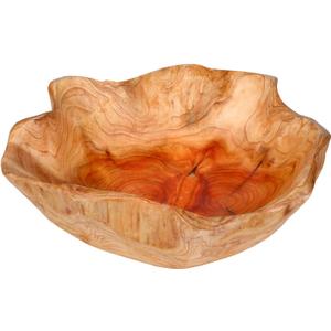 Wooden Bowl for Decor, Natural Shape Solid Wood Carved Fruit Bowl, Decorative Wooden Bowl for Table Centerpiece Office Home Decor, Multipurpose Candy Keys Serving Bowls (Medium 10"-12")