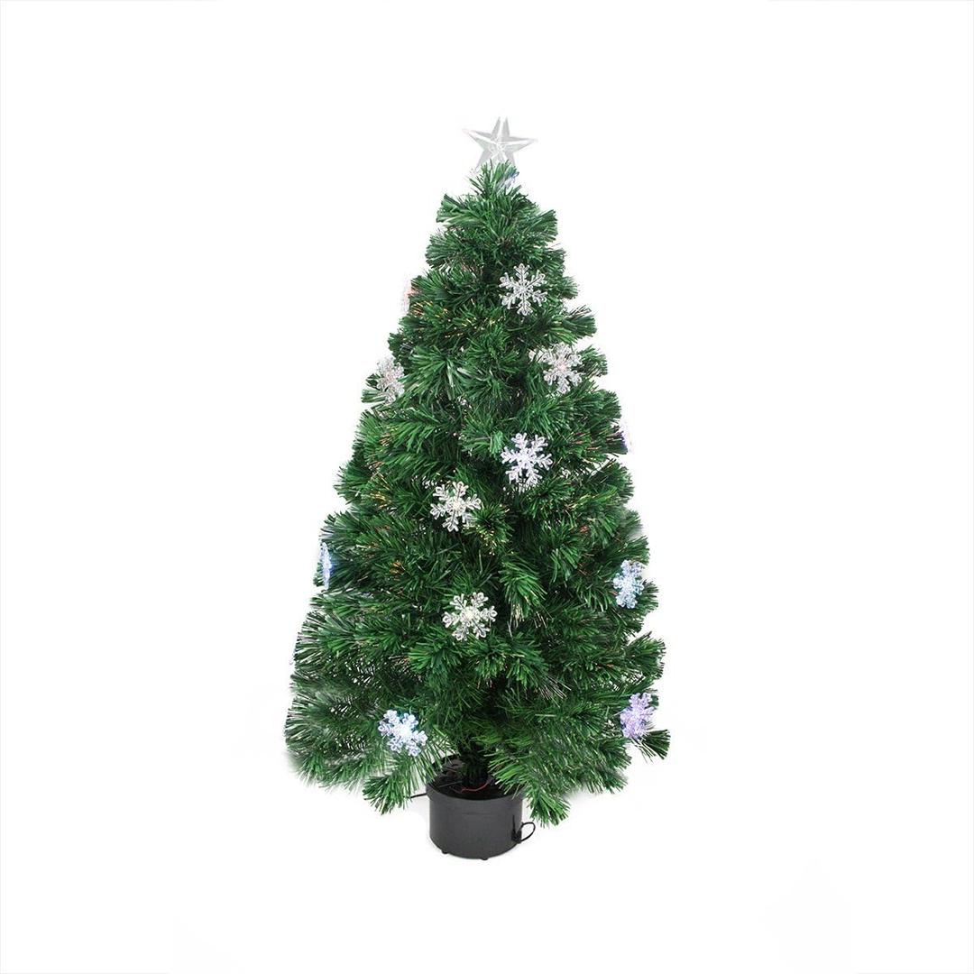 Northlight 3' Pre-Lit Color Changing Fiber Optic Artificial Christmas Tree with Snowflakes - Multi Color Lights