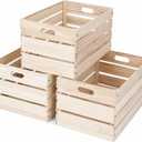 3 PCS Large Wooden Crates for Storage, 19.7"×13.8"×11" Wooden Storage Crate