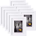 eletecpro 8x10 Picture Frames Set of 10, Picture Frame Collage Wall Decor Display 5x7 Photo With Mat or 8x10 without Mat, Home Decor Gallery Frame for Table Top or Wall Mounting, White