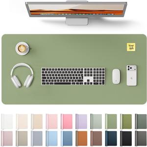 YSAGi Leather Desk Protector, Office Mat, Large Mouse Mat, Non-Slip PU Leather Blotter, Laptop Desk Mat, Waterproof Writing Pad for Office and Home (Bamboo Green, 31.5" x 15.8")