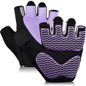 Workout Gloves for Women - Breathable Weight Lifting Gloves with Non-Slip Silicone Padding, Fingerless Gym Gloves for Cycling, Rowing, Pull Ups & Training (4 Sizes) (Small, JS-PURPLE)