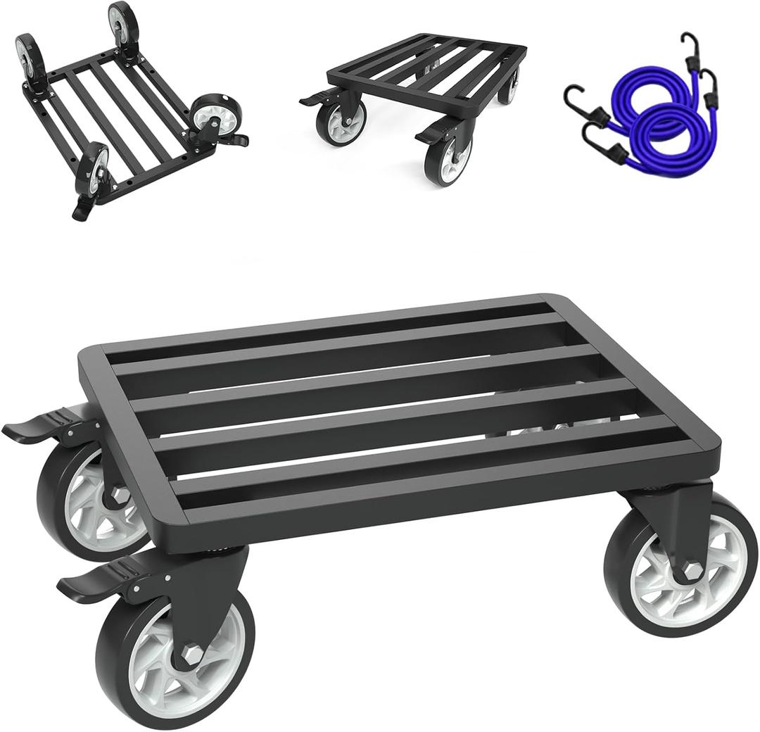 Heavy Duty Furniture Dolly - Capacity 2000 pounds, 18 inch x 18 inch Platform, Equipped with 5-inch Swivel casters and tie Devices, Suitable for Moving, Garage, Warehouse Handling