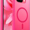 for Google Pixel 9A Case Magnetic Shockproof, [Fit for MagSafe] [Glass Screen Protector] Translucent Anti-Fingerprint Case for Google Pixel 9A (Hot Pink)