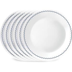 Corelle 6-Piece 8.5" Lunch Round Plates, Vitrelle Triple Layer Glass, Lightweight Round Plates, Salad Plates, Chip and Scratch Resistant, Microwave and Dishwasher Safe, Caspian