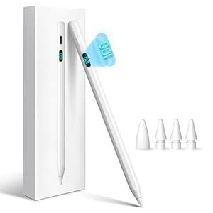 Aspaper Stylus Pen for iPad 2025-2018 with Digital Power Display Fast Charging, High Precision Pencil for iPad 10/ 9/ 8/ 7/ 6, 11th A16, Air 11/ 13-Inch M2/ M3, Pro 11/ 13-Inch M4, Pro 12.9, Air 3/ 4/ 5, Mini 5/ 6/ 7