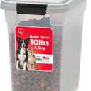 IRIS USA Airtight Dog Food Storage Container, WeatherPro, Up to 10 lbs, Removable Wheels, for Dog Cat Bird and Other Pet Food Storage Bin, Keep Fresh, Translucent Body, Made in USA, Clear/Gray