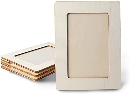 Bright Creations Wooden Picture Frame for 4 x 6 Inch Photos - Unfinished Wood Frames (4 Pack)