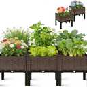CloudDream 3Piece Brown Raised Garden Box Set, Ideal for Growing Vegetables, Herbs, Flowers & Succulents. with Built-in Drain outlets and,it Works Well Indoors and Outdoors, Suitable (Brown)