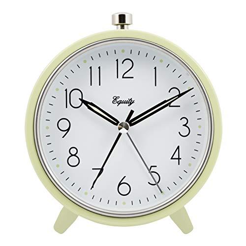 Equity 5" Silent Sweeping Quartz Metal Alarm Clock-Light Green (Model 20090)