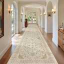 Madane Hallway Runner Rug 3x18 - Kitchen Rugs 18ft Washable Entryway Rug Vintage Kitchen Runners Non Slip Indoor Area Rug Farmhouse Carpet Runner for Bathroom Living Room Bedroom, Beige/Blue