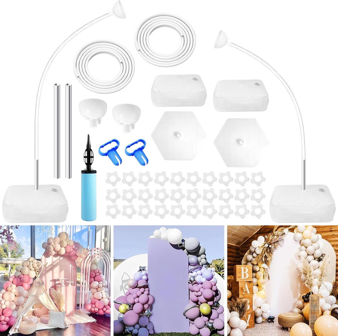 Balloon Arch Stand 8.2 Feet and 5 Feet Free Bending Half Arch Balloon Stand with Base Balloon Arch Kit for Wedding Birthday Baby Shower Graduation Halloween Party Decorations