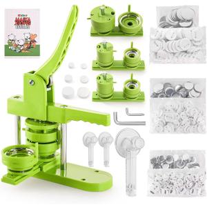3 in 1 Button Maker Machine Multiple Sizes 1+1.25+2.25 inch DIY Pin Badge Press Kit with Circle Cutter &300pcs Button Parts, Perfect Craft Gift for Kids Adults Birthday Christmas