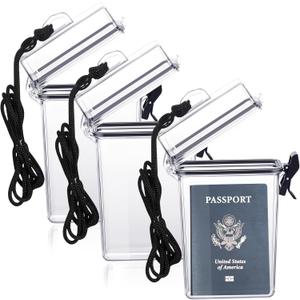 Outus 3 Pieces Waterproof Case ID Card Holder with Floating Sports Case Locker with Hanging Ring and Rope (Clear,5.43 x 3.33 Inch)