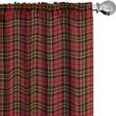 Lunarable Plaid Curtains, Classical Celtic Fashion Tartan Checks and Stripes Cultural Folk Inspiration, Window Treatments 2 Panel Set for Living Room Bedroom Decor, 56 Inch x 95 Inch, Red Black