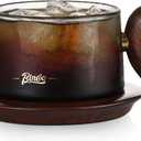 Bincoo Glass Coffee Cups and Saucers Set, 250ML Clear Glass Iced Coffee Mug Espresso Cup Tea Cup with Walnut Handle and Coaster (Gray)