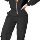 EOSIEDUR Women's Pullover Hoodies Jumpsuit Zipper Jacket Windbreaker Elastic Waistband Pants One Piece Outfits Tracksuit Set, XL