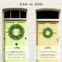 24 Inch Large Boxwood Wreath Spring Summer with Sash Artificial Green Wreaths for Front Door Farmhouse Wedding Window Hanging Wall All Year Round Indoor & Outdoor St Patrick's Day Decor
