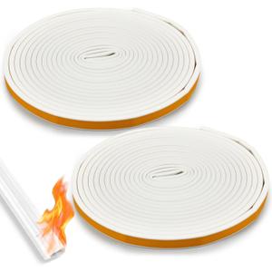 2 Rolls Adhesive Backed Fire/Smoke Gasket Seal with Groove, Flexible Silicone Gasket Smoke Seal for Door Window Fireplace Commercial Weather Stripping (0.5" W X 0.25" H X 20' L,White)