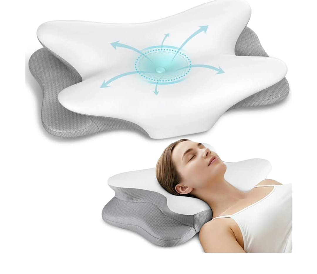 Cervical Neck Pillow for Pain Relief - Ergonomic Side Sleeper Pillow for Neck Support, Contour Pillow for Bed Sleeping, Cooling Memory Foam Pillows Orthopedic Pillow for Back Stomach Sleepers