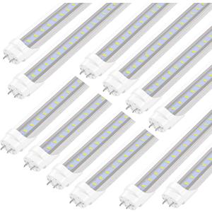 PARNOARCK Fluorescent Light Bulbs 48 inch,T8 LED Bulbs 4 Foot Type A+B,24W 3200LM 6500K Clear Cover Super Bright,Single and Double End Powered,T8 T10 T12 Fluorescent Bulbs Replacemen(12-Pack)