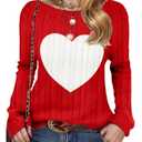 Girls Heart Sweaters Valentine Outfits Activity Tops Kids Teen Clothes Fashion Long Sleeve Cable Knit Casual Pullover Size 150, 10–12 years