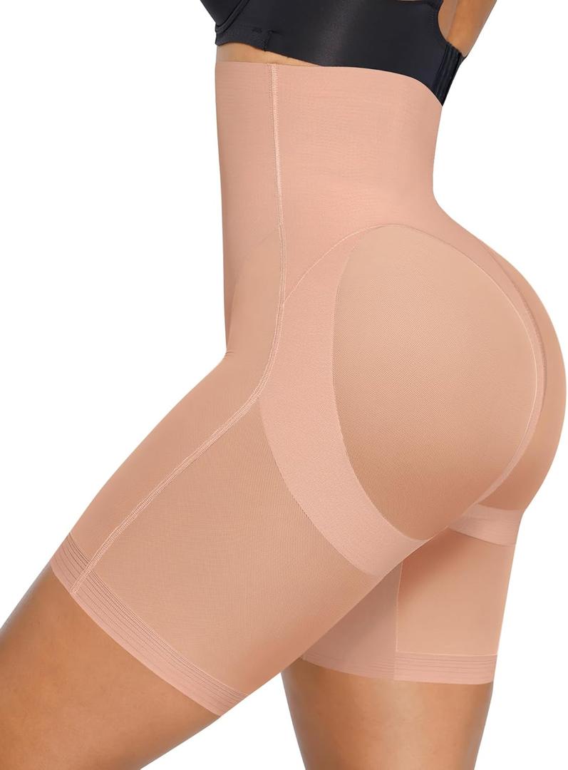 SHAPELLX Shapewear for Women Tummy Control High Waist Shaping Butt Lifting Shorts Seamless Slimmer Womens Body Shaper Panties (Small, Dark Skin)
