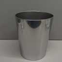 mDesign Round Metal Small 1.7 Gallon Recycle Trash Can Wastebasket, Garbage Container Bin for Bathrooms, Kitchen, Bedroom, Home Office - Durable Stainless Steel - Mirri Collection - 1 Pack - Chrome