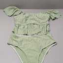 Swim Lushoire 2pcs Set Mature Sexy Striped Fabric Tankini Top & High Waist Bikini Bottom Swimsuit, SIZE L