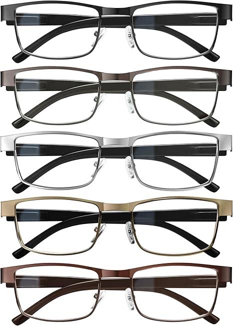 BLS Businessman Rectangular Reading Glasses - Professional Durable Readers - Blue-Light Blocking Lenses