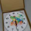 Wall Clock,Frog Wall Clocks Decorative,Green Frog Watercolor Kitchen Wall Clock Battery Operated-10 Inch Round Bathroom Wall Clocks Silent Non-Ticking