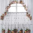 Diamond Home Linens 3PC Printed Kitchen Curtain Tiers and Swag Valance 36" Long Set (Multicolor/Fruit Basket)