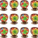 Fun Express Coconut Cups for Party 12 Pack - Natural Coconut Shell Cups with Colorful Flowers | Hawaiian Luau Party Supplies & Tiki Party Decorations | Tropical Theme Favor Holders for Candy Buffet