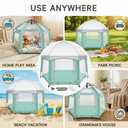 Palopalo Mint Green Pop Up Baby Beach Tent - UPF50+ Sun Protection Canopy & Mosquito Net, Instant Setup Portable Playpen for Indoor & Outdoor Play, Lightweight Pack and Play Yard 59" wide x 43" tall