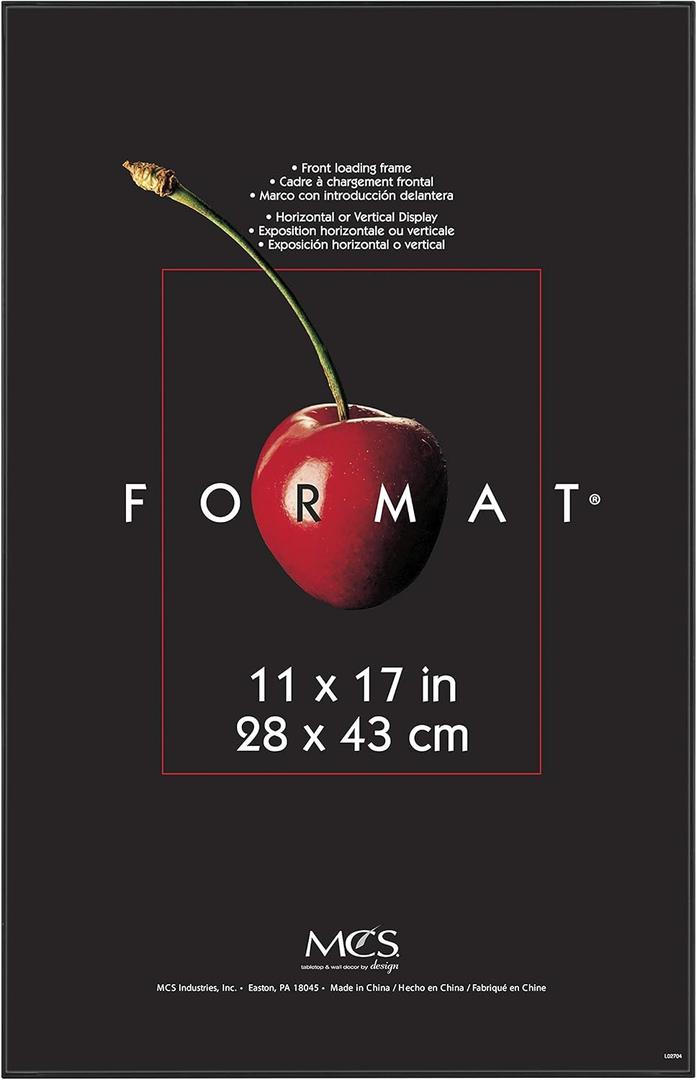 MCS Format 11x17 Picture Frame Black, Vertical & Horizontal Wall Hanging Large Picture Frame for Photos & Art Prints (1-Pack)