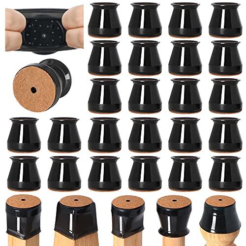 22 Pcs Chair Leg Floor Protectors for Hardwood Floors Silicone Covers to Protect Wood Tile Floors Felt Bottom Furniture Leg Caps Anti-Scratch Reduce Noise (Fit: 0.9" - 1.29")
