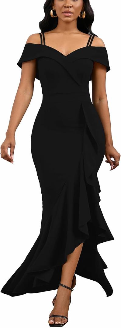 2025 Women's Sexy Elegant Formal Dress Sleeveless Wedding Guest Bride Dresses (XX-Large, Black Evening Dresses)