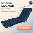 MAGIC ELEPHANT Chaise Lounge Cushion Outdoor, Memory Foam Replacement Patio Pool Lounge Chair Cushion with Ties for Outdoor Furniture, 74 x 22 x 4 Inch (Oxford Blue)